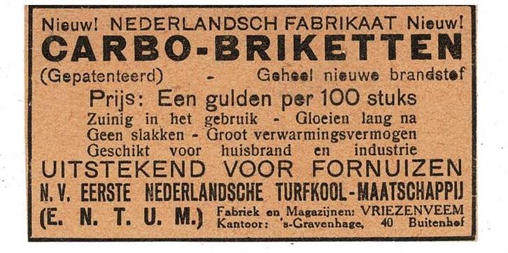 N.V.EERSTE NEDERLANDSCHE TURFKOOL MAATSCHAPPIJ 1928, Verzamelen, Merken en Reclamevoorwerpen, Zo goed als nieuw, Overige typen