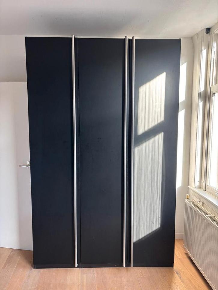 Ikea Pax Kast - Zwart met Zilver, Huis en Inrichting, Kasten | Kledingkasten, Gebruikt, 200 cm of meer, 150 tot 200 cm, 50 tot 75 cm
