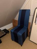 2 eetkamerstoelen gestreepte blauwe stof zithoogte 49 cm, Huis en Inrichting, Stoelen, Ophalen, Twee, Blauw, Zo goed als nieuw