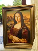 Groot olieverf schilderij Mona Lisa in gouden houten lijst, Antiek en Kunst, Kunst | Schilderijen | Klassiek, Ophalen