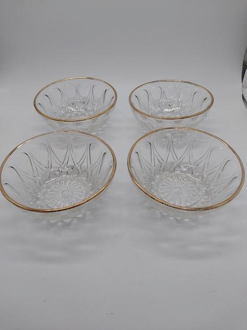 4 Vintage Dessertschalen met gouden rand, Antiek en Kunst, Antiek | Glas en Kristal, Ophalen of Verzenden