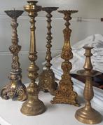 5 stuks prachtige oude koperen Kandelaars, Antiek en Kunst, Antiek | Kandelaars, Ophalen of Verzenden, Koper of Brons