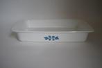 vintage rechthoek glaskeramiek pyroflam schaal wit blauw, Ophalen of Verzenden