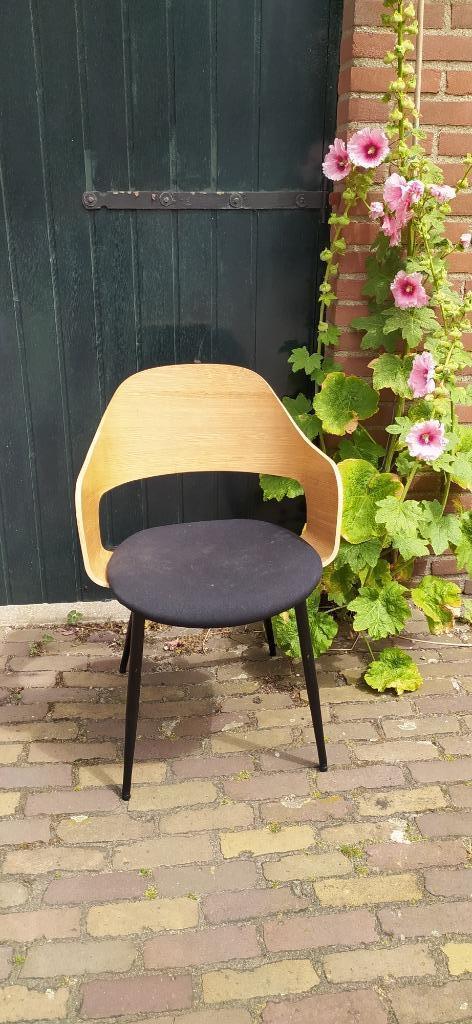 HVIDOVRE Stoel Eiken/Zwarte Stof - Jysk, Huis en Inrichting, Stoelen, Gebruikt, Twee, Hout, Metaal, Stof, Zwart, Ophalen of Verzenden
