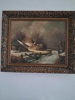 Schilderij Winterlandschap met Brug, Antiek en Kunst, Kunst | Schilderijen | Klassiek, Ophalen of Verzenden
