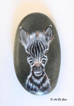 Jonge Zebra geschilderd op een mooie riviersteen, Ophalen of Verzenden