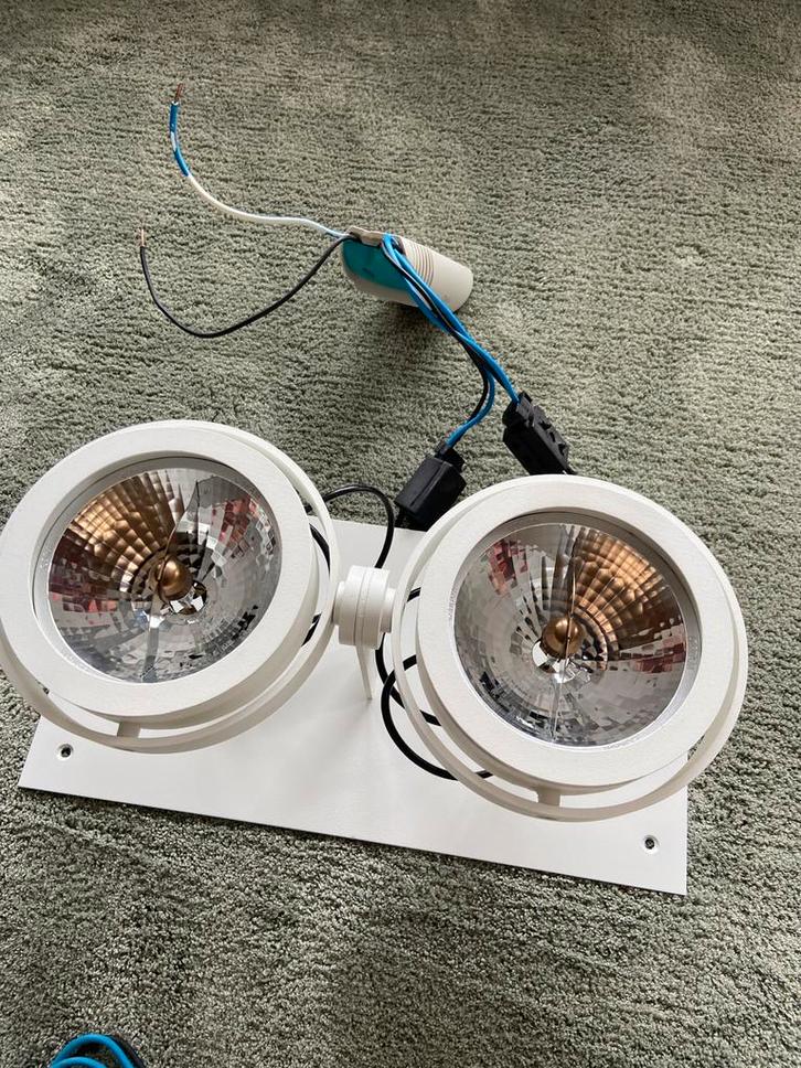 4 Dubbele Inbouwspots - Osram Lichtbron, Huis en Inrichting, Lampen | Spots, Gebruikt, Plafondspot of Wandspot, Metaal of Aluminium