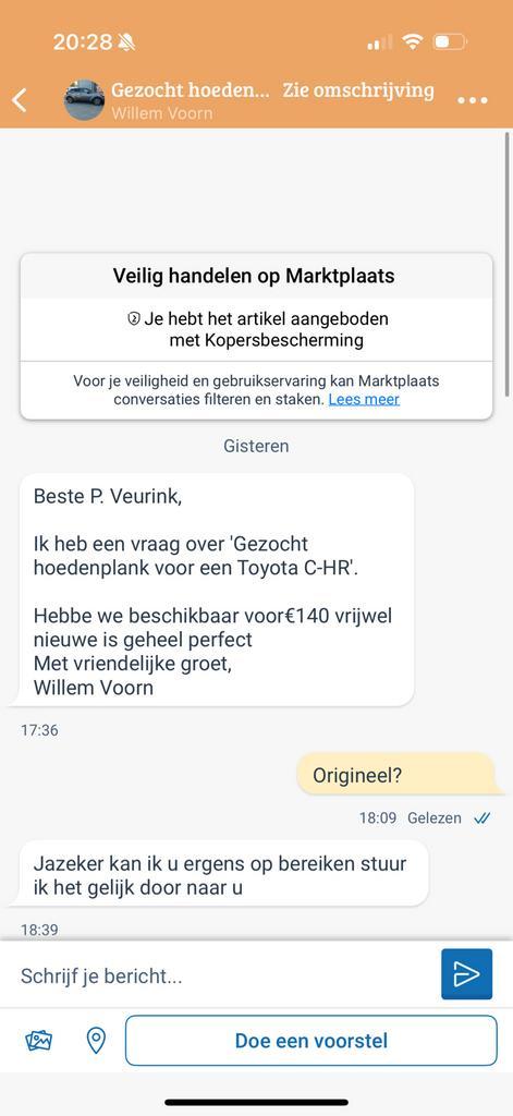 Ik ben opgelicht! Door een nare manier! Pas a.u.b. op!, Auto-onderdelen, Interieur en Bekleding, Toyota, Nieuw, Ophalen of Verzenden