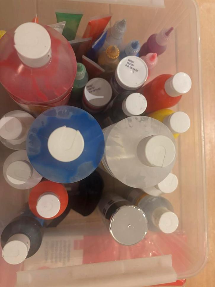 Knutselpakket: Verf, Oogjes, Creppapier & Glitters, Hobby en Vrije tijd, Knutselen, Gebruikt, Materiaal, Ophalen of Verzenden