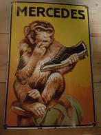 Vintage Mercedes Emaille Reclamebord Aap met Schoen, Ophalen of Verzenden