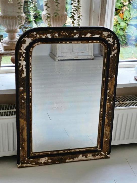 Originele Franse boog / toog spiegel, Antiek en Kunst, Antiek | Spiegels, 50 tot 100 cm, Minder dan 100 cm, Rechthoekig, Ophalen