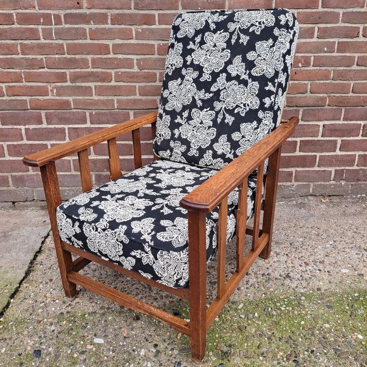Vintage jaren '70 rookstoel, verstelbare rugleuning., Huis en Inrichting, Fauteuils, Gebruikt, 50 tot 75 cm, Ophalen of Verzenden