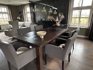 Mooie koloniale eettafel met stoelen, Ophalen, Gebruikt, Koloniaal, 200 cm of meer