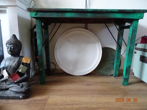 OUDE SLEETSE MARKTTAFEL INDIA-ETNISCH-INKLAPBAAR-BUREAU-, Antiek en Kunst, Antiek | Meubels | Tafels, Ophalen