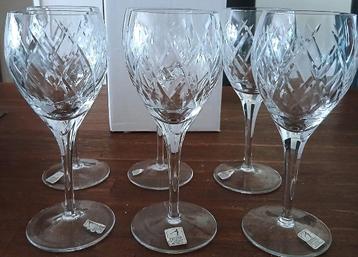6 Stuks Vintage Wijnglazen Fostoria Kristal beschikbaar voor biedingen
