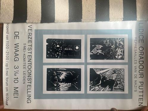 Verzets Tentoonstelling Leiden Affiche Lidice Oradour Putten, Antiek en Kunst, Kunst | Litho's en Zeefdrukken, Ophalen of Verzenden