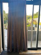 Mooie, zware vitrage - blauw/bruin, Ophalen, Gebruikt, 150 tot 200 cm, 200 cm of meer