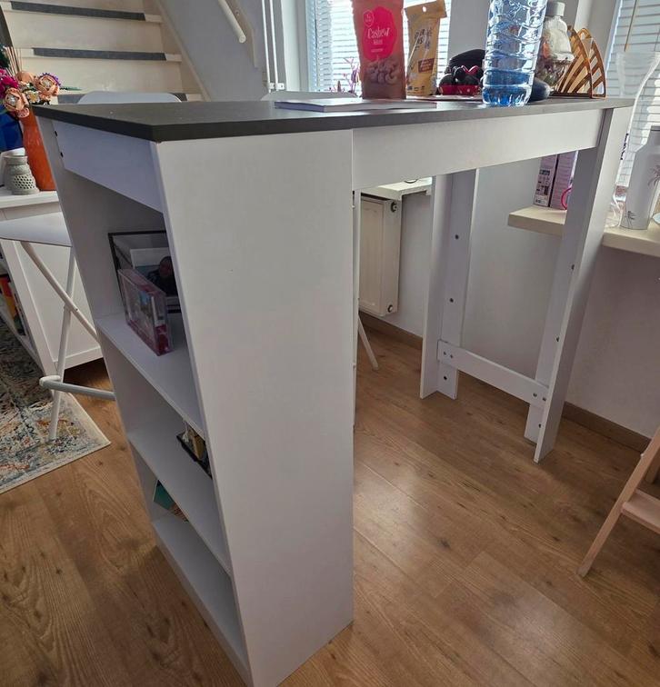 Bartafel vidaXL + 2 IKEA FRANKLIN Barkrukken - Wit, Huis en Inrichting, Tafelonderdelen, Gebruikt, Tafelblad, 100 tot 150 cm, 50 tot 100 cm