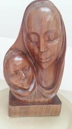 Houten borstbeeld Maria met kind, hoogte 40cm, Antiek en Kunst, Antiek | Religie, Ophalen of Verzenden