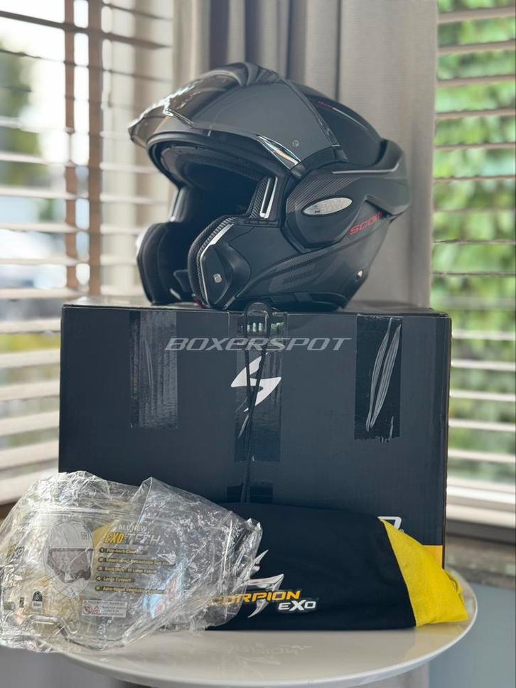 Scorpion Exo Tech “Squared” Maat S spiegelvizier, Motoren, Kleding | Motorhelmen, Systeemhelm, S, Overige merken, Tweedehands