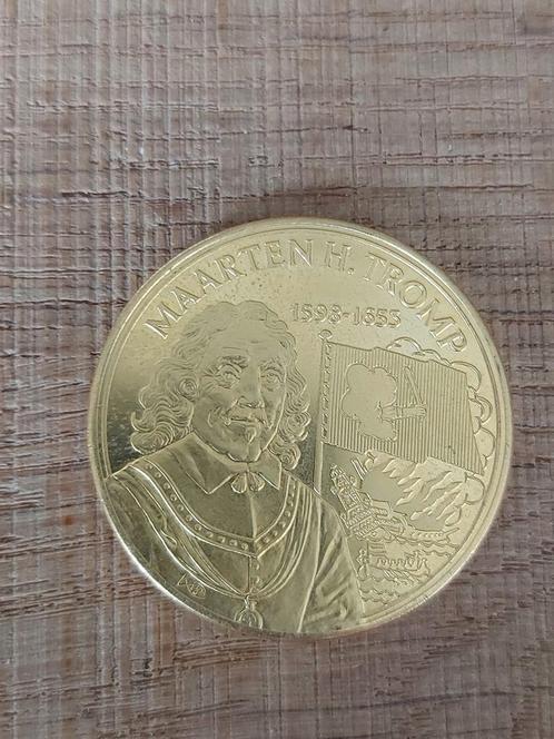 Goud geplateerde penning Maarten H. Tromp, Postzegels en Munten, Penningen en Medailles, Overige materialen, Ophalen of Verzenden