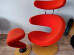 Stokke Varier Peel Stoel + Hocker - Rode Bekleding, Huis en Inrichting, Fauteuils, Ophalen, Gebruikt, Design, 75 tot 100 cm