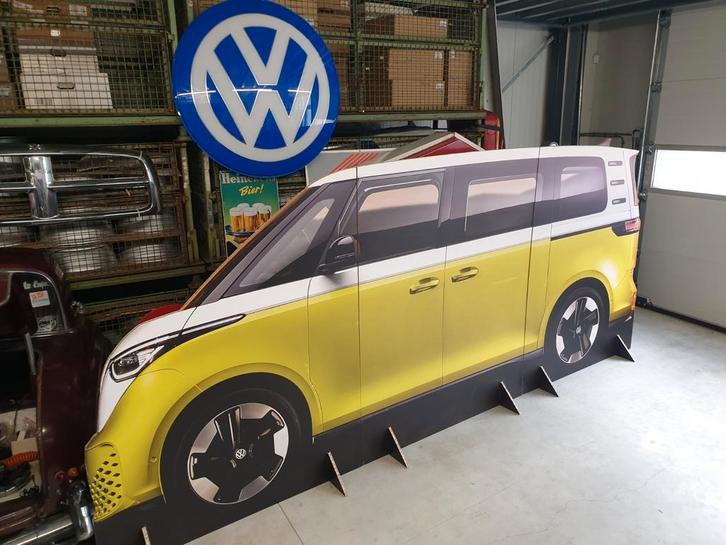 Life size VW ID-Buzz VW Dealer introductie reclame 2 zijdig., Verzamelen, Merken en Reclamevoorwerpen, Gebruikt, Reclamebord, Ophalen