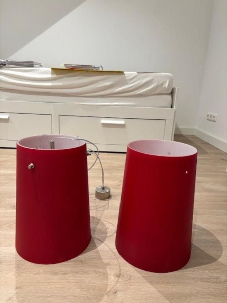Mengotti & Prandina Sera S11 2 x hanglamp, glas, opaal rood, Huis en Inrichting, Lampen | Hanglampen, Zo goed als nieuw, Minder dan 50 cm