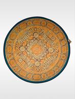 Nieuw rond vloerkleed oker geel jeans blue 140x140cm, Huis en Inrichting, Stoffering | Tapijten en Kleden, ., Nieuw, Crème, Ophalen of Verzenden