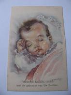 Oude Gesigneerde Geboorte Kaart / Dochter - Slapende Baby, Verzenden, 1920 tot 1940, Ongelopen, Kinderen