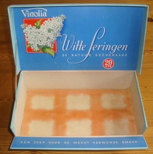 Vinolia Witte Seringen, "de natuur geëvenaard" -toonbankdoos, Verzamelen, Merken en Reclamevoorwerpen, Zo goed als nieuw, Verpakking