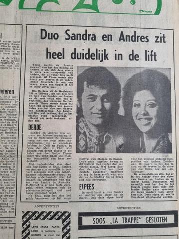 Duo Sandra en Andres zit duidelijk in de lift (krant 1971)