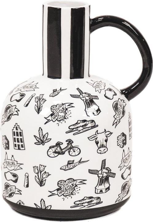 Nieuw, HouseVitamin, jug vaas, Dutch Black, 16x14x21,5cm, Huis en Inrichting, Woonaccessoires | Vazen, Nieuw, Zwart, Minder dan 50 cm