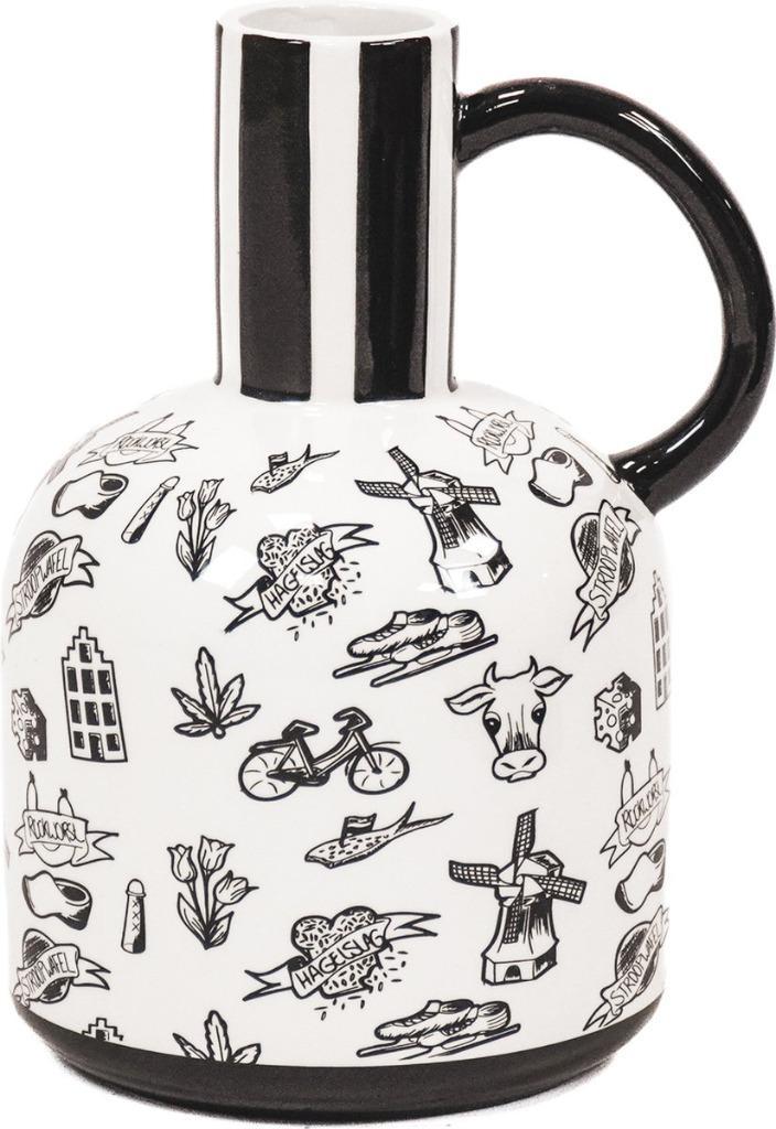 Nieuw, HouseVitamin, jug vaas, Dutch Black, 16x14x21,5cm, Huis en Inrichting, Woonaccessoires | Vazen, Nieuw, Zwart, Minder dan 50 cm