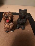 2 Roemeense Gipsen Beeldjes - Hond en Beer, Ophalen of Verzenden