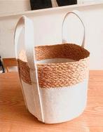 Rieten mand met vilt en handvatten - 30 cm, Gebruikt, Mand, Rond, Ophalen of Verzenden