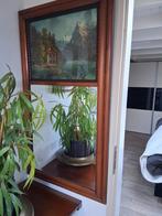 Antieke spiegel met schilderij, Ophalen of Verzenden, Rechthoekig, 50 tot 100 cm, 100 tot 150 cm