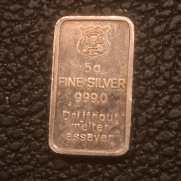 Zilveren baar 5g - 999.0 fijn zilver, Postzegels en Munten, Edelmetalen en Baren, Ophalen of Verzenden