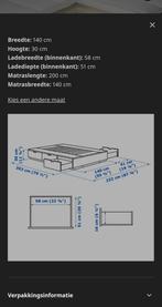 Ikea Nordli Bed 140x200, Ophalen, Wit, Tweepersoons, 140 cm