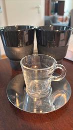 Nespresso : espresso kopje en 2 bekers zwart, Huis en Inrichting, Keuken | Servies, Ophalen of Verzenden, Zo goed als nieuw, Overige stijlen