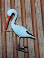 Oude Antieke Kerstbal 5915 Opaline Zwaan Ooievaar op Clip, Diversen, Kerst, Gebruikt, Ophalen of Verzenden, H, H