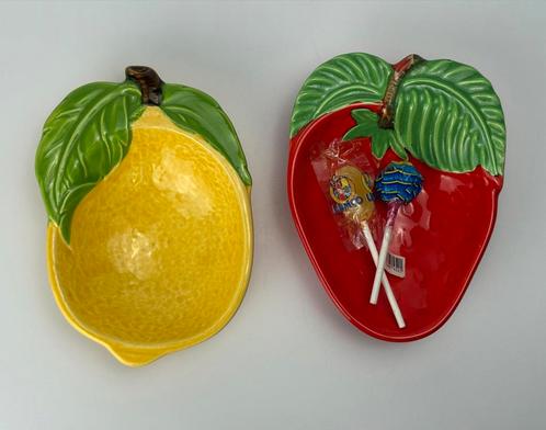 Vintage Japan keramiek citroen aardbei snoep juwelen schaal, Huis en Inrichting, Keuken | Servies, Zo goed als nieuw, Schaal of Schalen