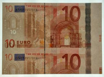 Intentional wrong cut one-and-a-half part 10 euro banknote beschikbaar voor biedingen