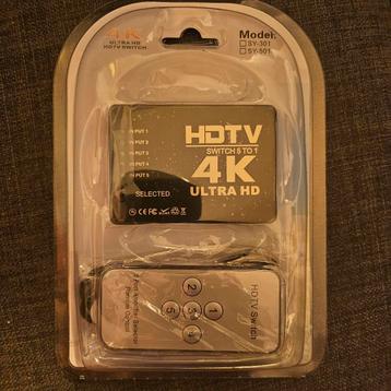 HDMI splitter (5) bij te weinig ingangen TV 4K HDTV +remote beschikbaar voor biedingen