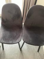 2 Zwarte Velvet Eetkamerstoelen -, Ophalen, Twee, Zwart, Zo goed als nieuw
