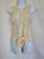 Mooi beige gehaakt katoenen hesje mt S merk Miss Line, ., Beige, Ophalen of Verzenden, Zo goed als nieuw