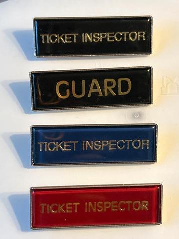 4 badges – Ticket Inspector / Guard – spoorweg  beschikbaar voor biedingen