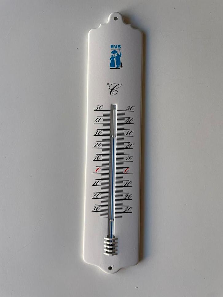 RVS Verzekeringen emaille thermometer, Antiek en Kunst, Antiek | Emaille, Ophalen of Verzenden