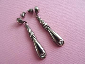 jwg Lange vintage 70s 80s druppel hanger oorbellen zilver kl beschikbaar voor biedingen