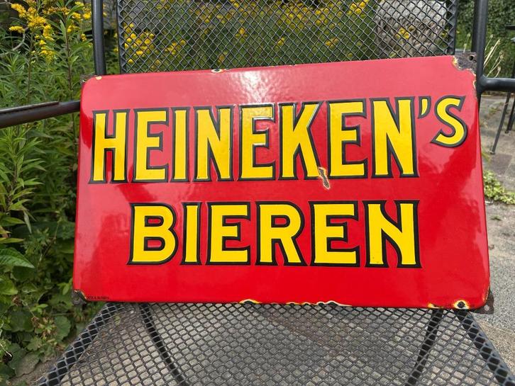 Mooi emaille HEINEKEN's bieren bord.  Ter ruil aangeboden., Verzamelen, Merken en Reclamevoorwerpen, Gebruikt, Reclamebord, Ophalen of Verzenden